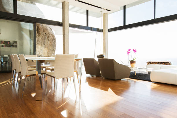 istock Dining and living area in modern house 507832657