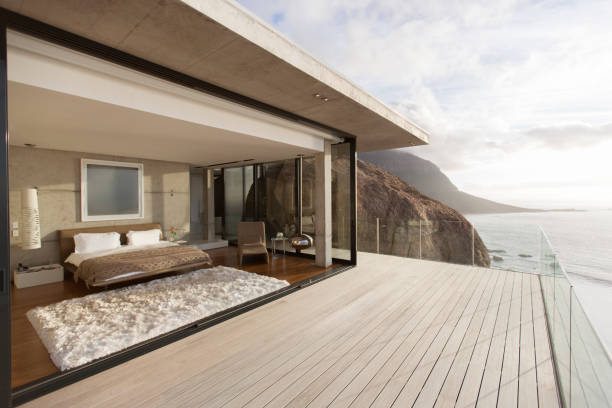 istock Modern bedroom opening onto balcony 507832687