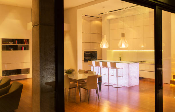 istock Kitchen and dining area in modern house 507832777