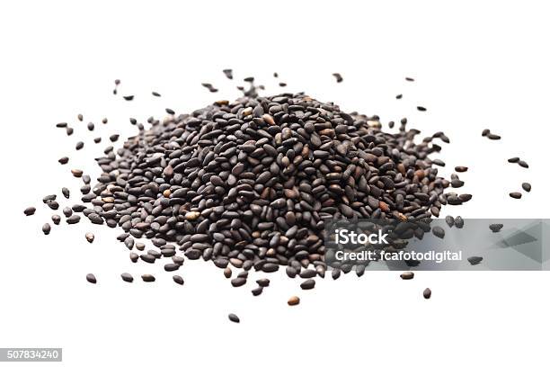 Black Sesame Seeds Pile Stock Photo - Download Image Now - Black Color, Cereal Plant, Close-up