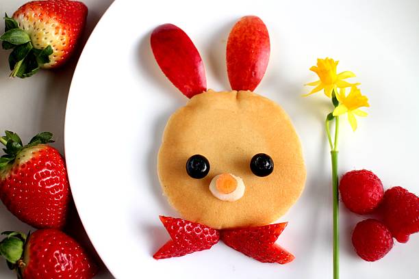 Easter day bunny breakfast Food idea bunny pancake stock pictures, royalty-free photos & images