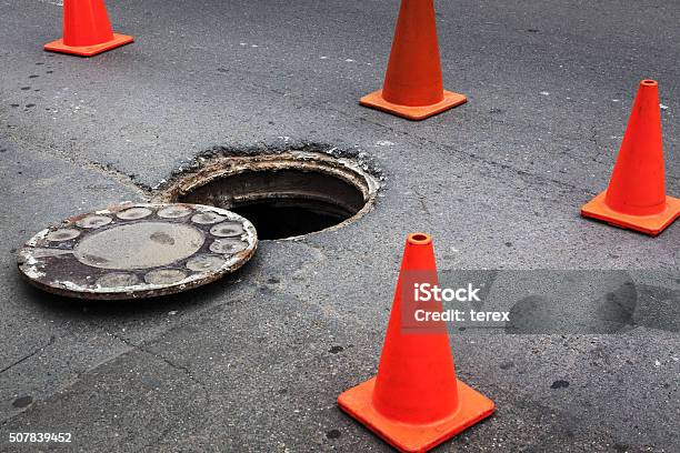 Open Manhole Stock Photo - Download Image Now - Manhole, Open, Sewage