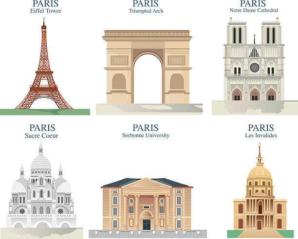 paris symbols - notre dame 幅插畫檔、美工圖案、卡通及圖標