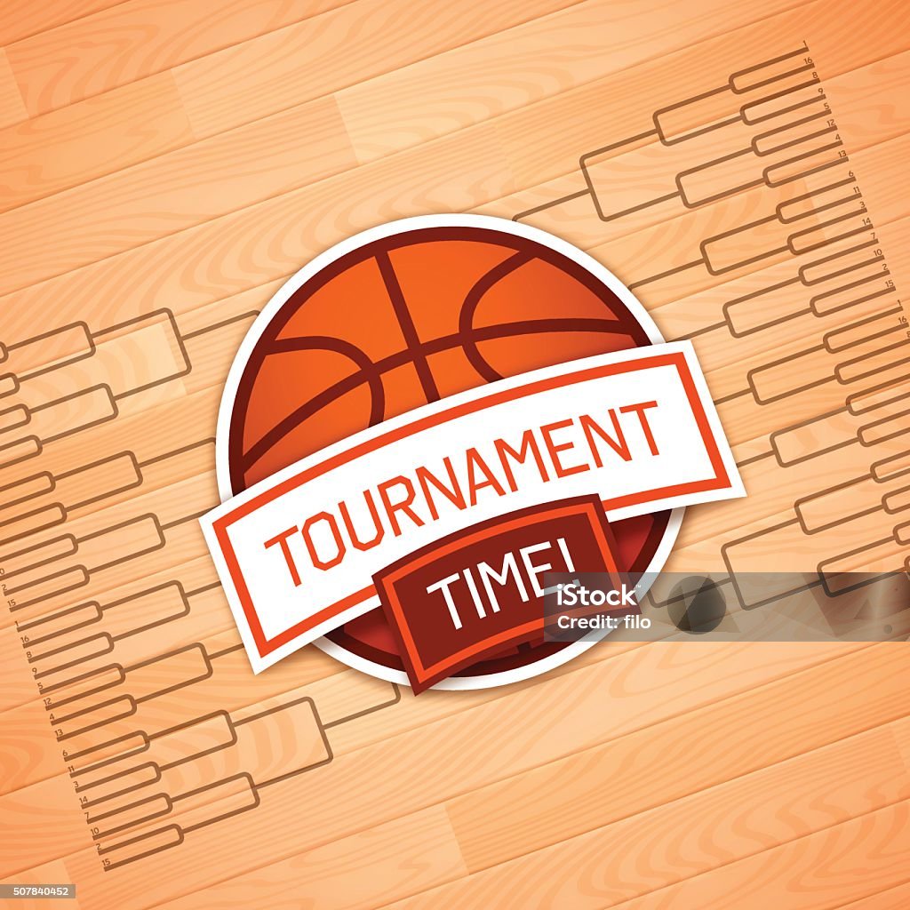 Tournament Time Tournament time basketball bracket and wood grain basketball court texture. EPS 10 file. Transparency effects used on highlight elements. Basketball - Ball stock vector