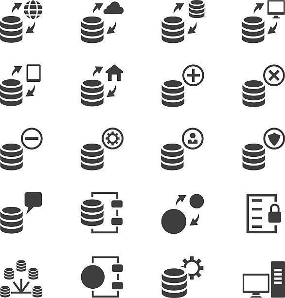 база данных икона set - data network security information medium symbol stock illustrations