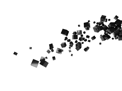 some black cubes flying