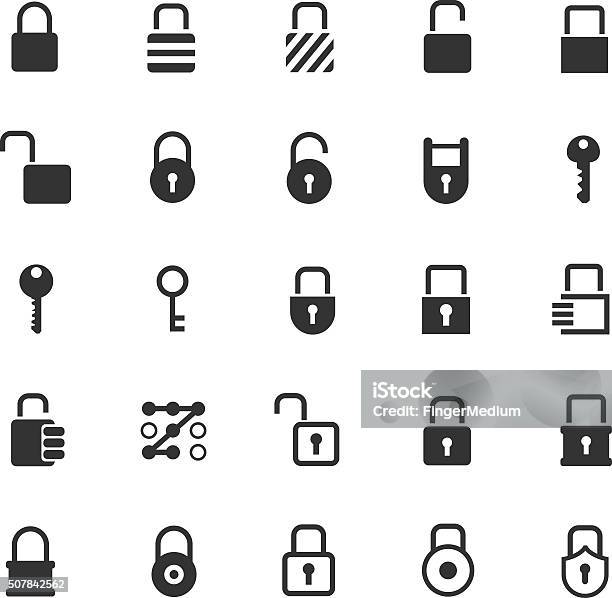 Lock Icon Set Stock Illustration - Download Image Now - Icon Symbol, Padlock, Lock