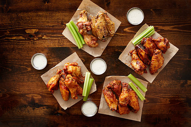 istock to pdown view of chicken wing party platter 507845232