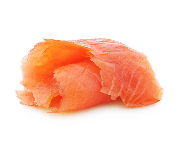 Smoked Salmon Smoked Salmon isolated on white (excluding the shadow) smoked salmon stock pictures, royalty-free photos & images