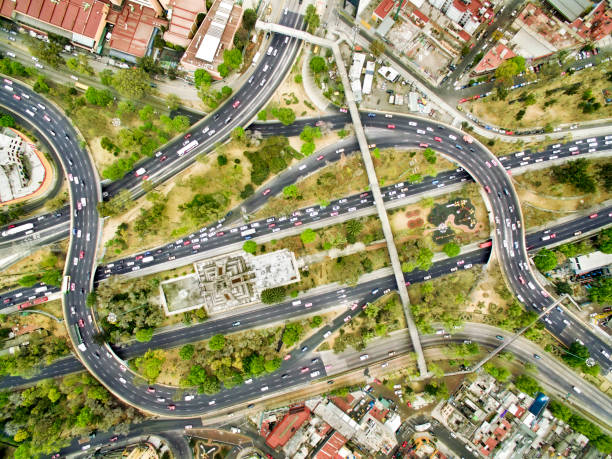 Aerial view of freeways in Mexico