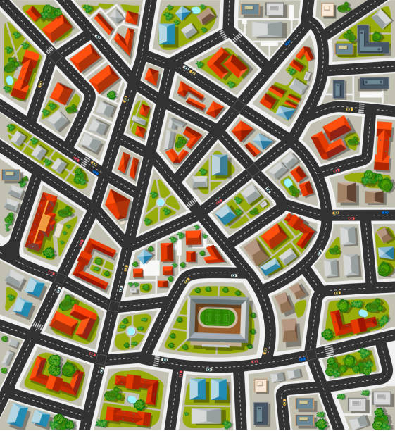 istock Plan for the big city with streets, roofs, cars 507847468
