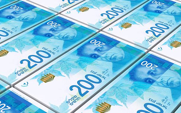 istock Israeli Shekel bills stacks background. 507850942