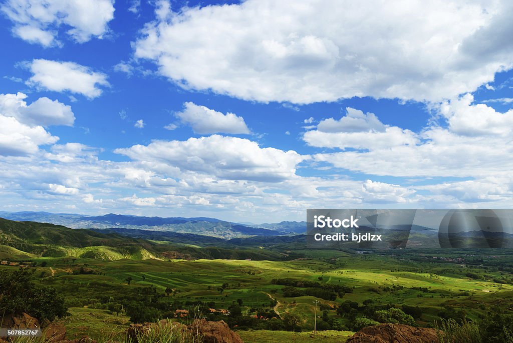 Mountain landscape Agricultural Field Stock Photo