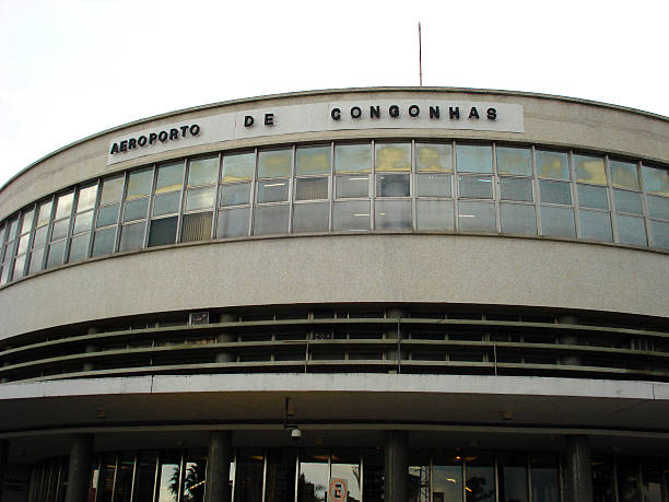 Congonhas airport São Paulo, SP, Brazil - February 21, 2014: facade of the Congonhas airport, opened in 1955 and whose lobby is listed by heritage. congonhas airport stock pictures, royalty-free photos & images