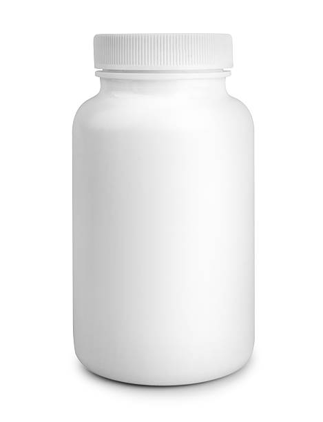 medycyna biała buteleczka na tabletki odizolowany na białym tle. - bottle vitamin pill nutritional supplement white zdjęcia i obrazy z banku zdjęć