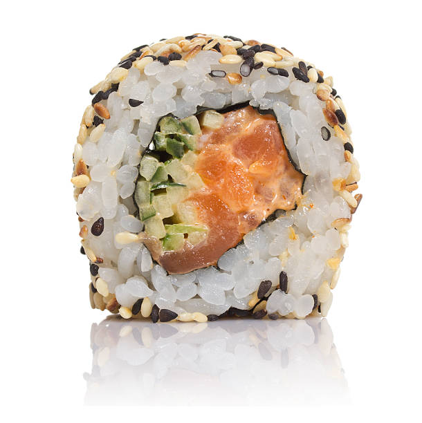 istock Sushi roll with sesame isolated on white background 507859997