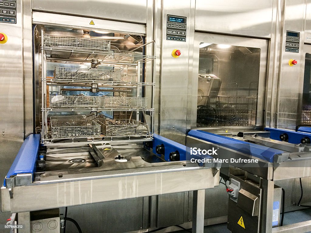 Washer desinfector for surgical instruments in hospital Two Washer desinfector  for surgical instruments in hospital, side by side Autoclave Stock Photo