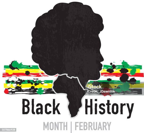 Black History Month Emblem Design With Side View Of Man Stock Illustration - Download Image Now