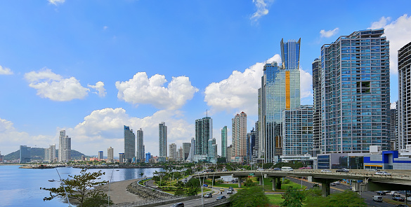 Panama City, Panama skyline. The financial district on a beautiful sunny day.