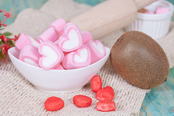 istock Colorful sweet marshmallow  in a white-ware.selective 507871408