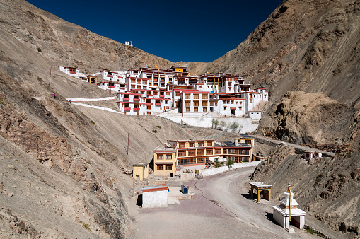Budhist temple Rhizong  Gompa belongs to the red hat sect of Buddhism, Ladakh, India