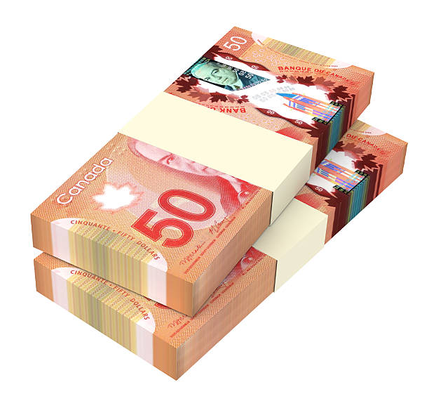 istock Canadian dollars bills isolated on white background. 507873204