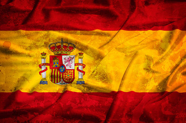istock Spain grunge flag on a silk drape waving 507875533