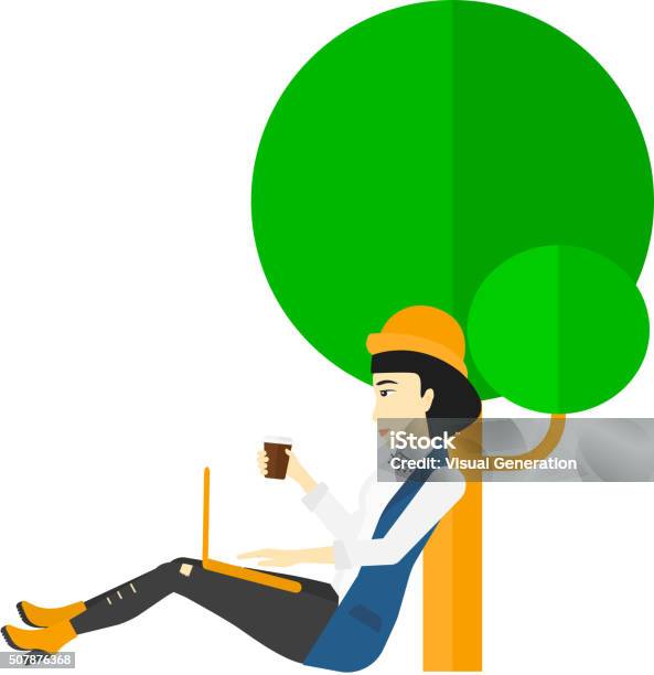Woman Using Laptop For Education Stock Illustration - Download Image Now - Alcohol - Drink, Cartoon, Communication