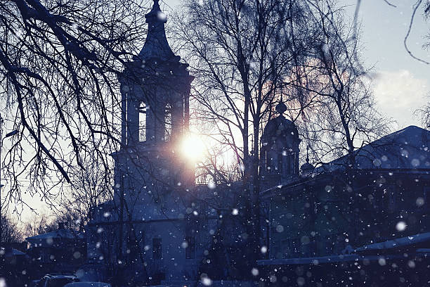 Winter dome sunset silhouette
