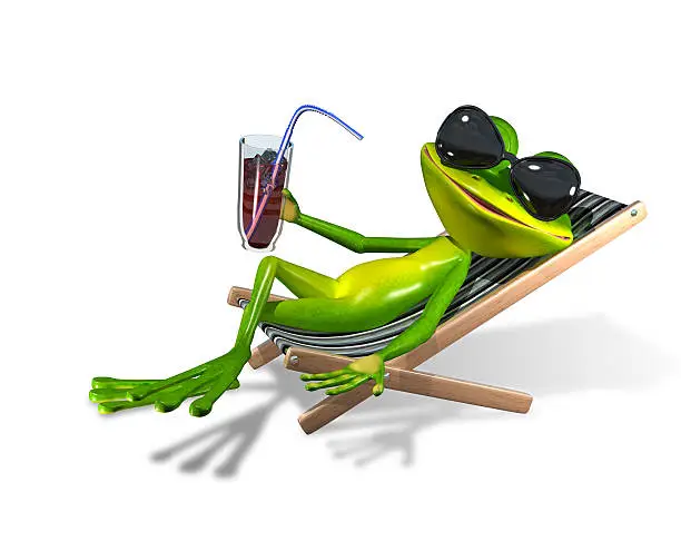 Photo of frog in a deckchair