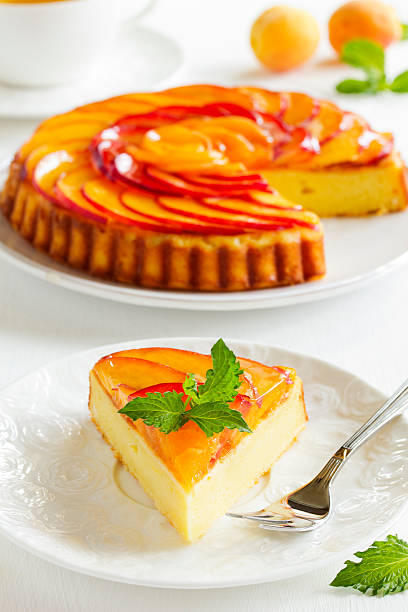 istock Fruit cake with peaches and ricotta. 507878431