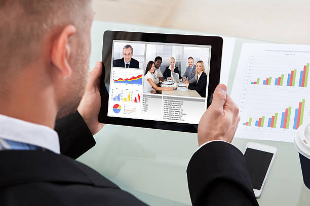 istock Businessman on a video or conference call on his tablet 507879333