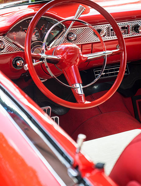 istock Classic Vintage Collector Candy Apple Red Car Interior 507881021