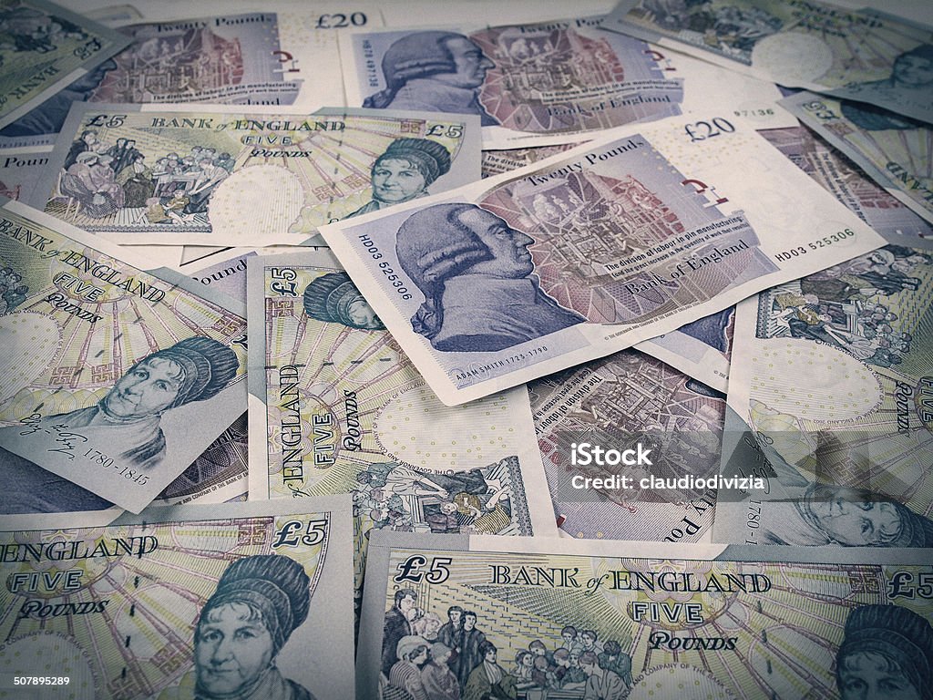 Retro look Pound note Vintage looking Pound banknote currency of the United Kingdom British Currency Stock Photo