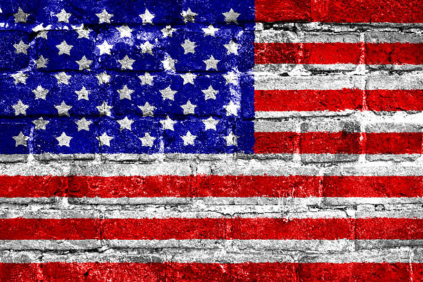 istock USA Flag Brick Wall 507896303