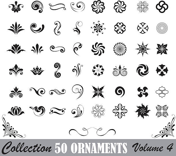 ilustrações, clipart, desenhos animados e ícones de coleção de cinquenta ornamentos - spiral plant attribute style invitation