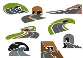 Road tunnels icons for transportation design