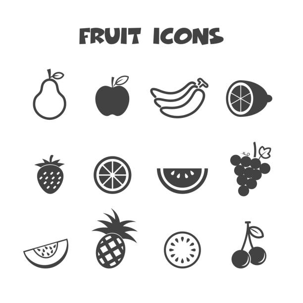 owoców ikony - peach fruit portion orange stock illustrations