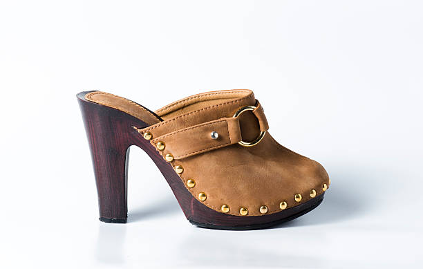 istock Woman brown shoes on white 507899671