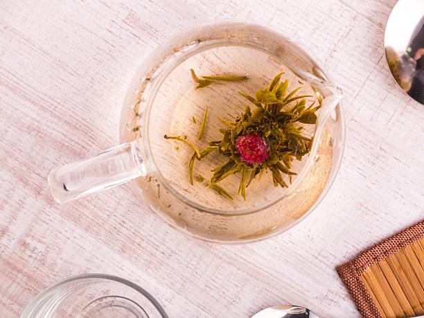 istock Glass teapot with Flower Chinese tea 507901476