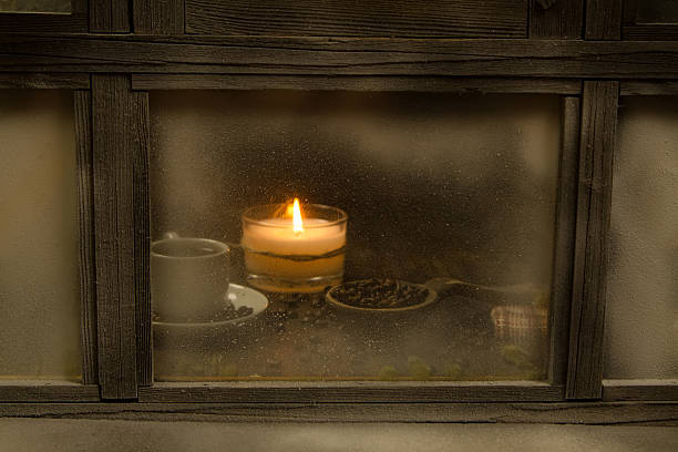 istock Winter window. Cozy room. Candlesticks on a windowsill. 507902652
