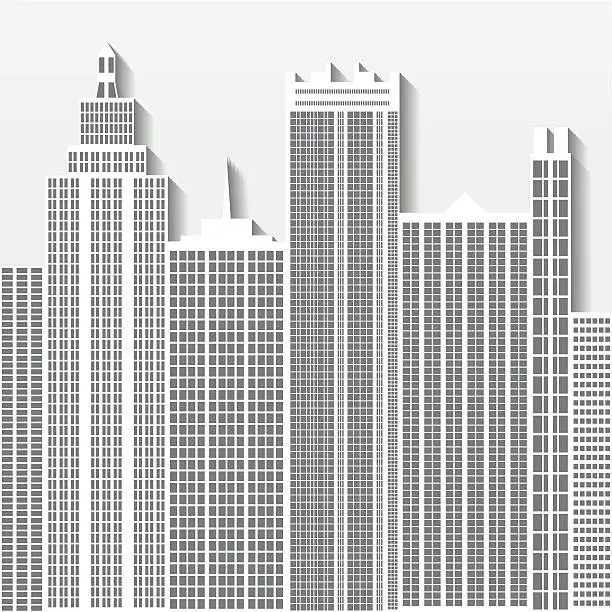 Vector illustration of Cityscape vector illustration with office buildings and skyscrapers. Part B.