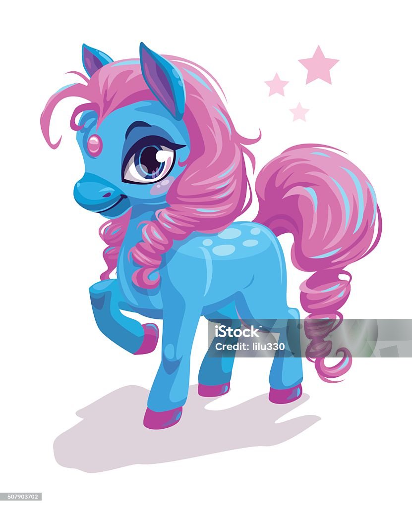 Cute Cartoon Little Blue Horse With Pink Hair Stock Illustration - Download  Image Now - Animal, Animal Body Part, Animal Foot - iStock