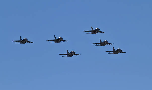 Parade of military aviation military space forces of Russia Volgograd, Russia - January 30, 2016: Parade of military aviation military space forces of Russia on the Central waterfront supersonic airplane editorial airplane air vehicle stock pictures, royalty-free photos & images