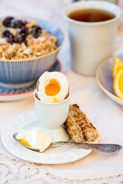 Healthy Breakfast with Boiled Egg and Granola