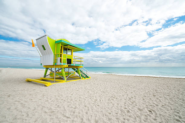 istock Green safeguard cabin on the beach 507910770