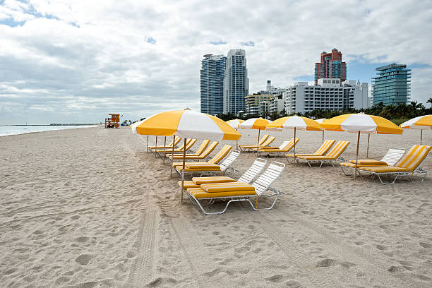 istock Chairs and umbrellas on the beach 507910850
