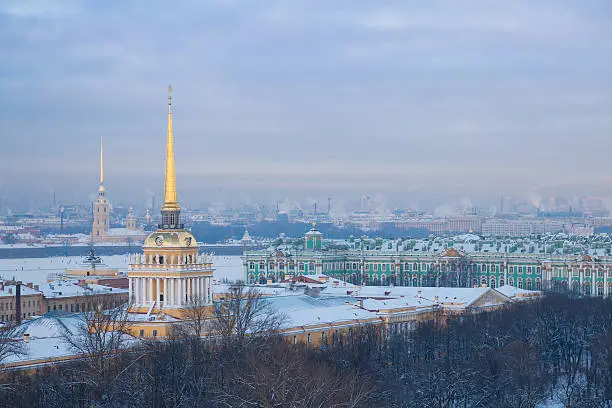 Admiralty, Peter and Paul Fortress, Hermitage. View from St. Isaac's Cathedral, St. Petersburg, Russia