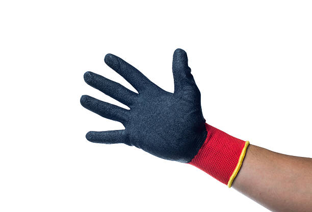 istock Hand in red rubber glove. Isolated on a white background 507914012