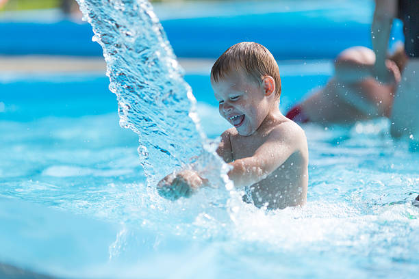 istock Little boy in water park 507917027